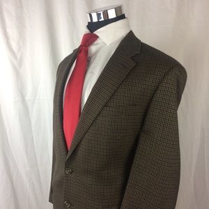 Chaps Mens 42L Blazer Lambswool Brown 2 Button